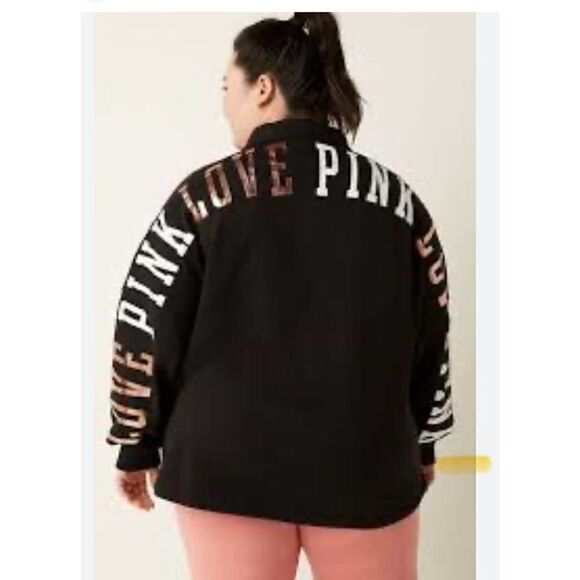 VS PINK black oversized full zip up jacket/top/shirt bling - Picture 1 of 7